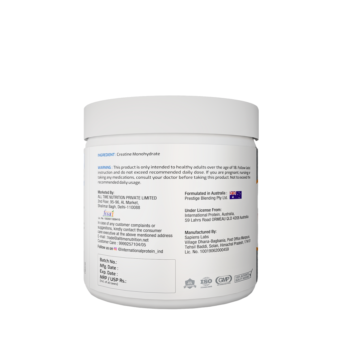 International Protein Creatine Monohydrate  – Unflavoured Micronized Creatine