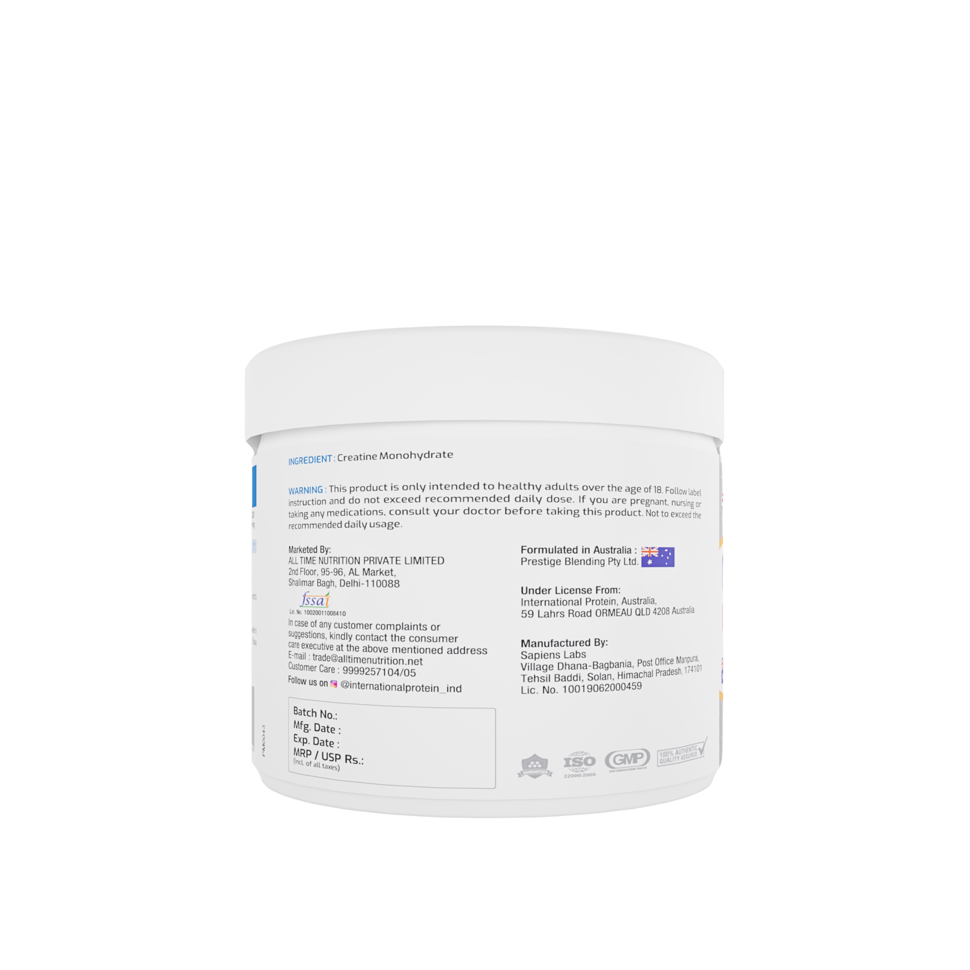 International Protein Creatine Monohydrate  – Unflavoured Micronized Creatine