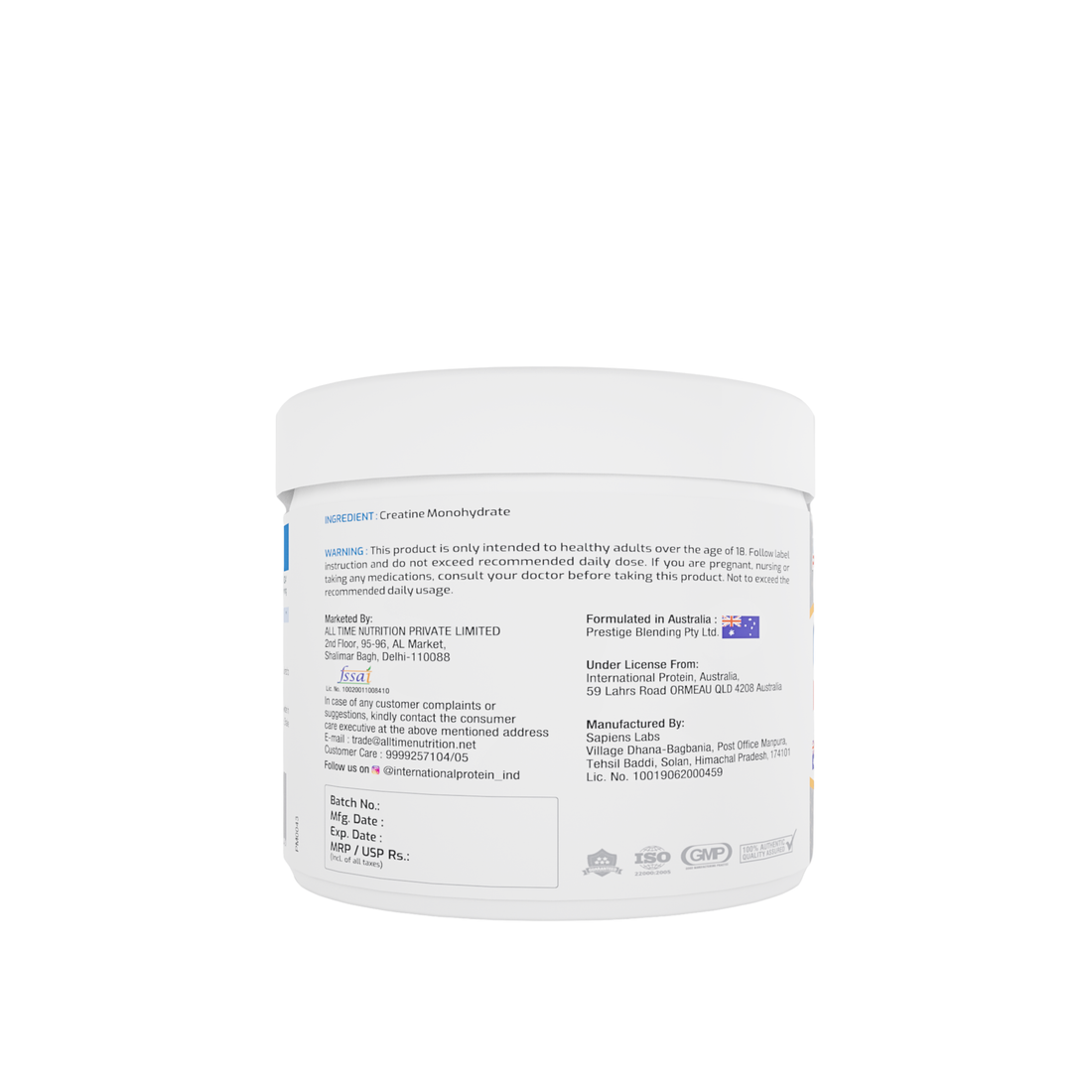 International Protein Creatine Monohydrate  – Unflavoured Micronized Creatine