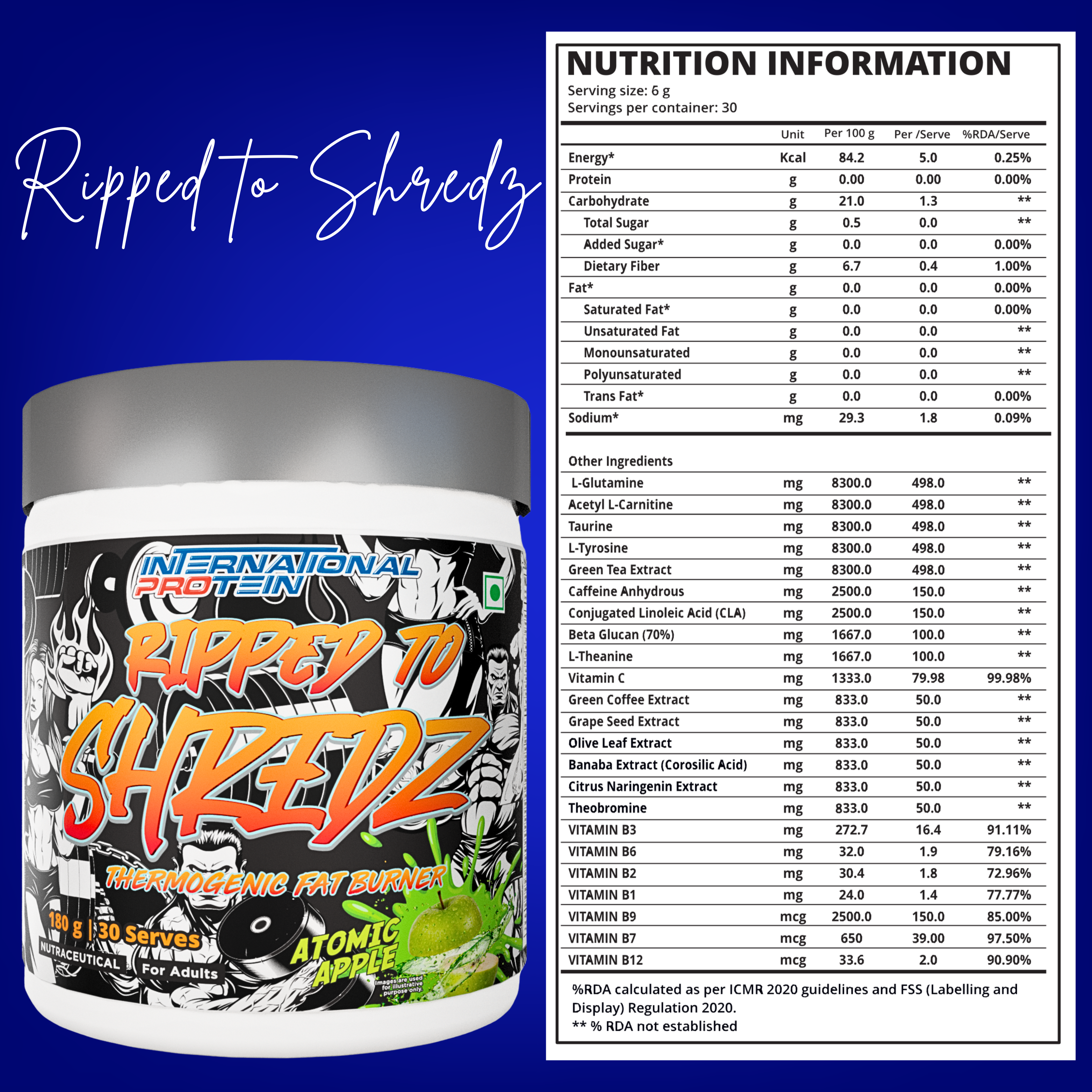 International Protein Ripped to Shredz -180g