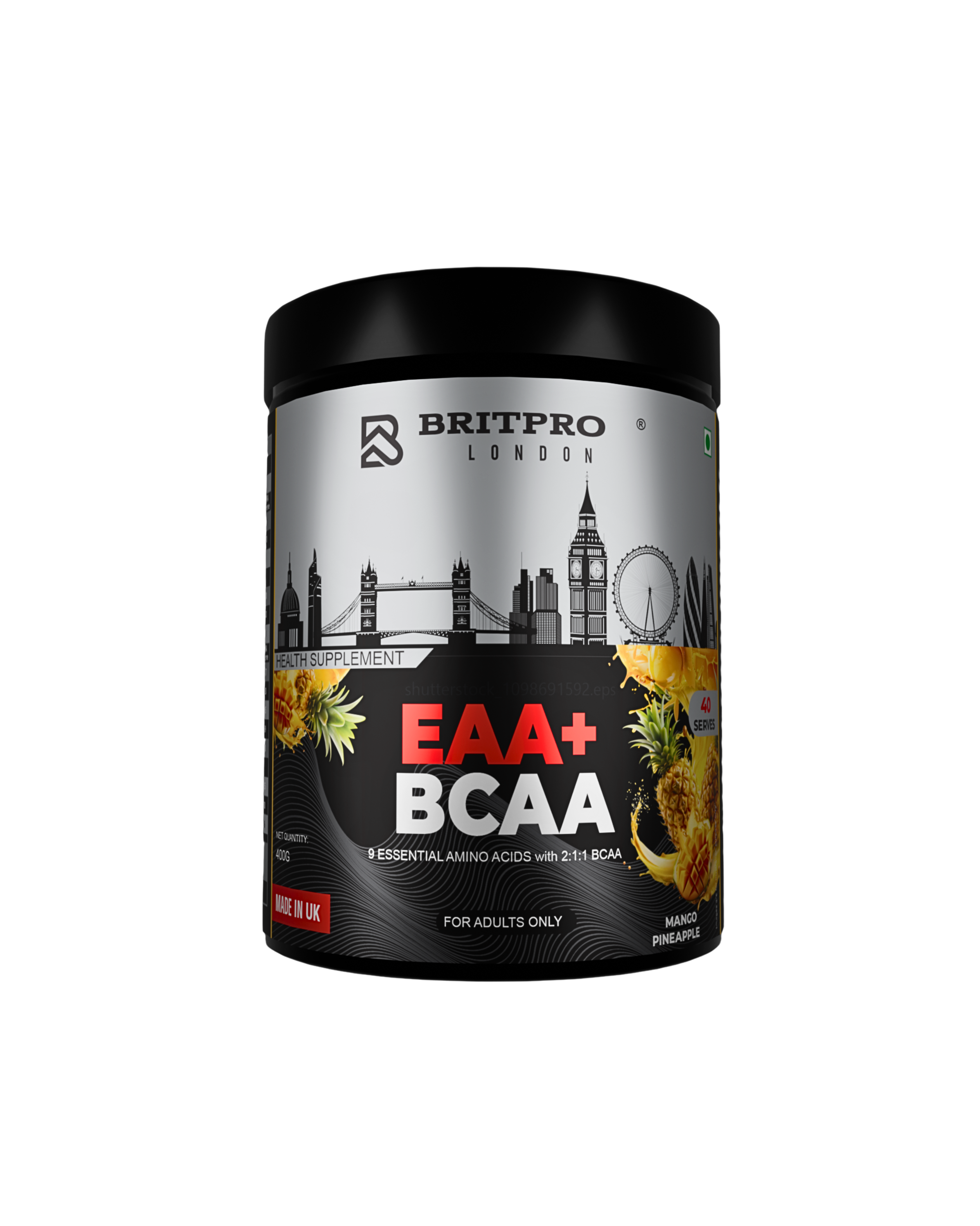 BRITPRO London EAA + BCAA Essential Aminos | 2:1:1 BCAA Ratio | 400GM