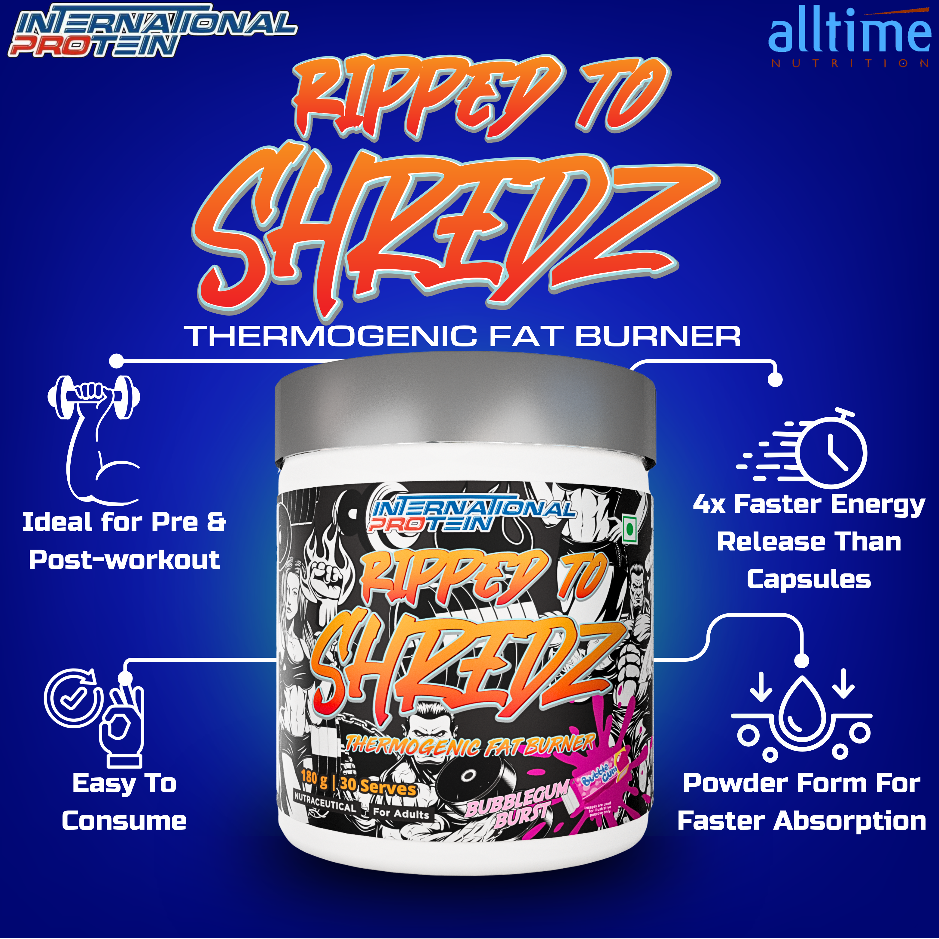 International Protein Ripped to Shredz -180g