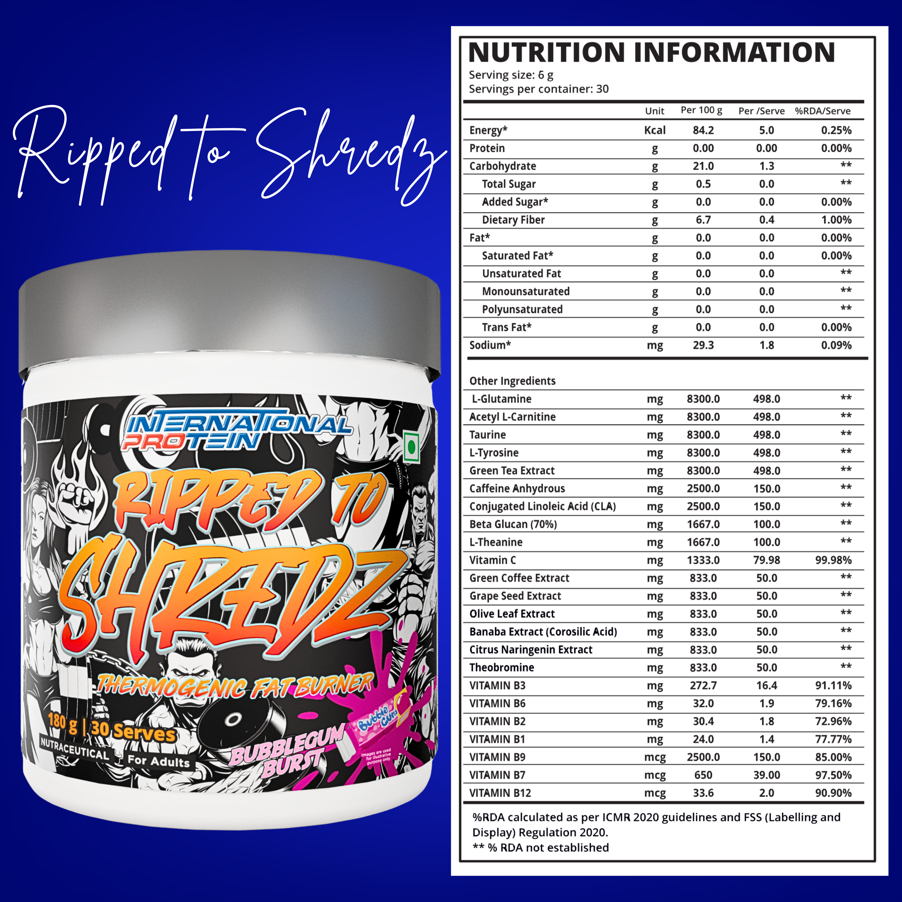 International Protein Ripped to Shredz -180g