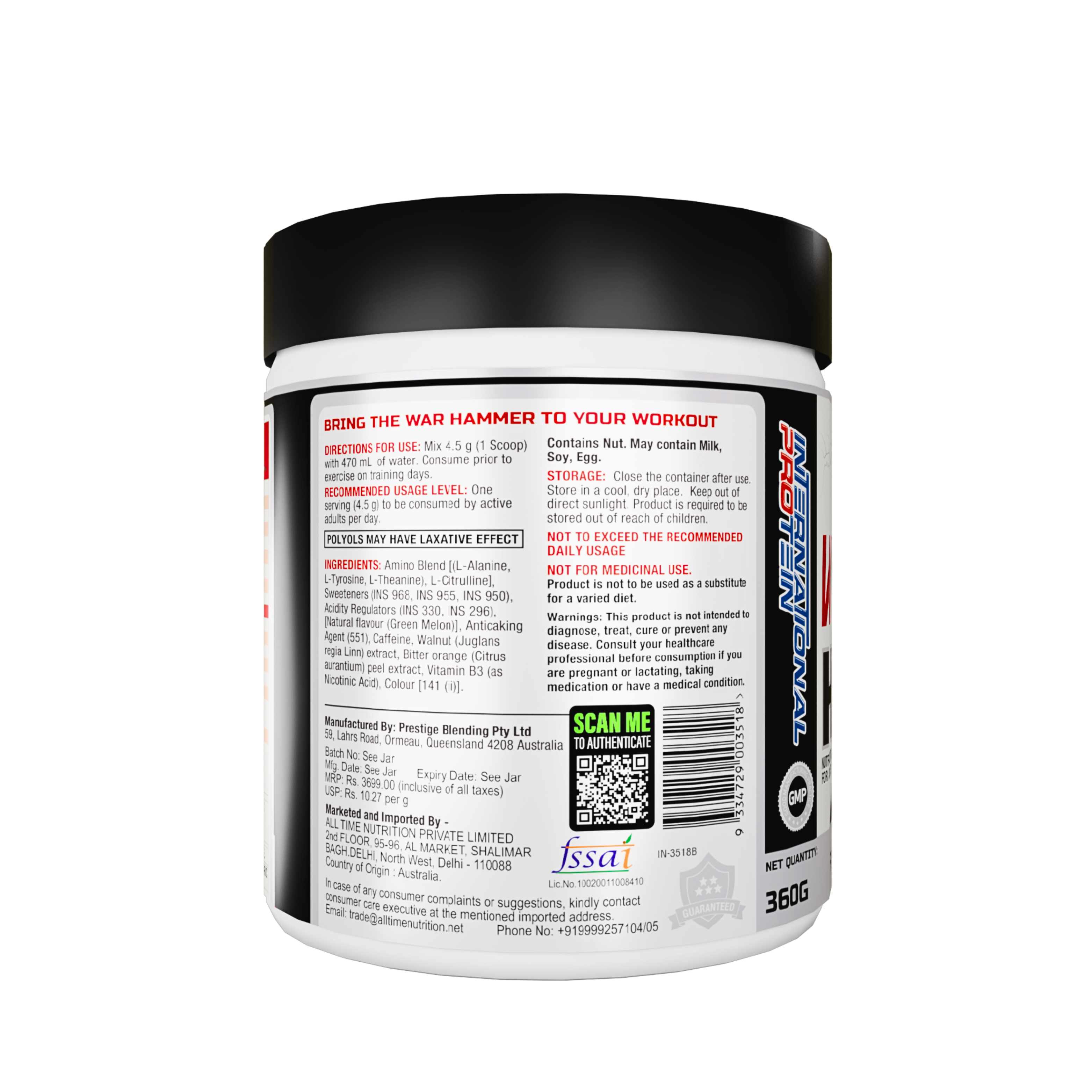 International Protein Black Ops War Hammer Pre-Workout (Australian) 360g