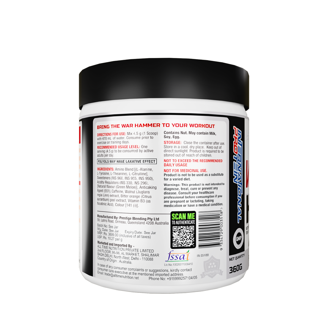 International Protein Black Ops War Hammer Pre-Workout (Australian) 360g
