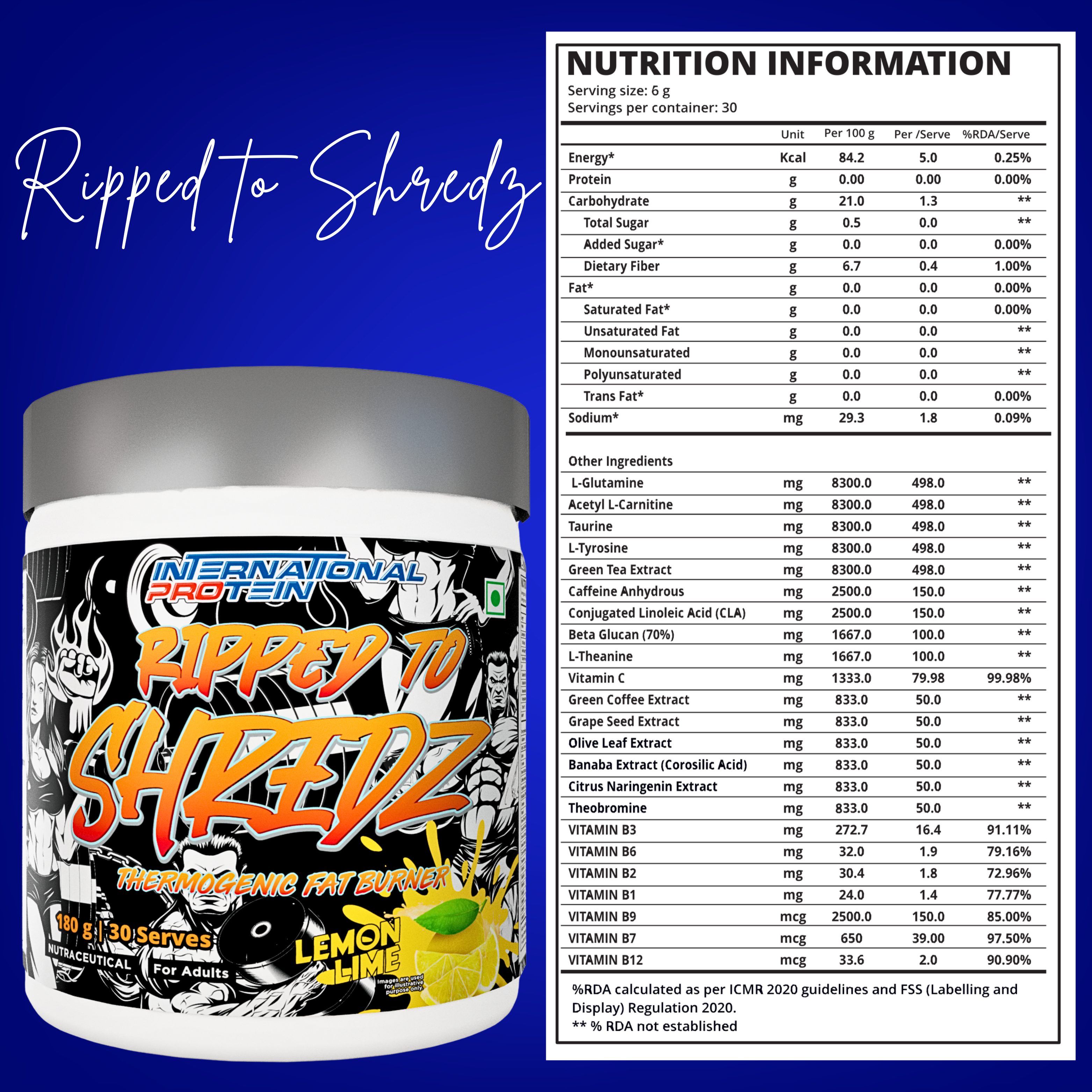 International Protein Ripped to Shredz -180g