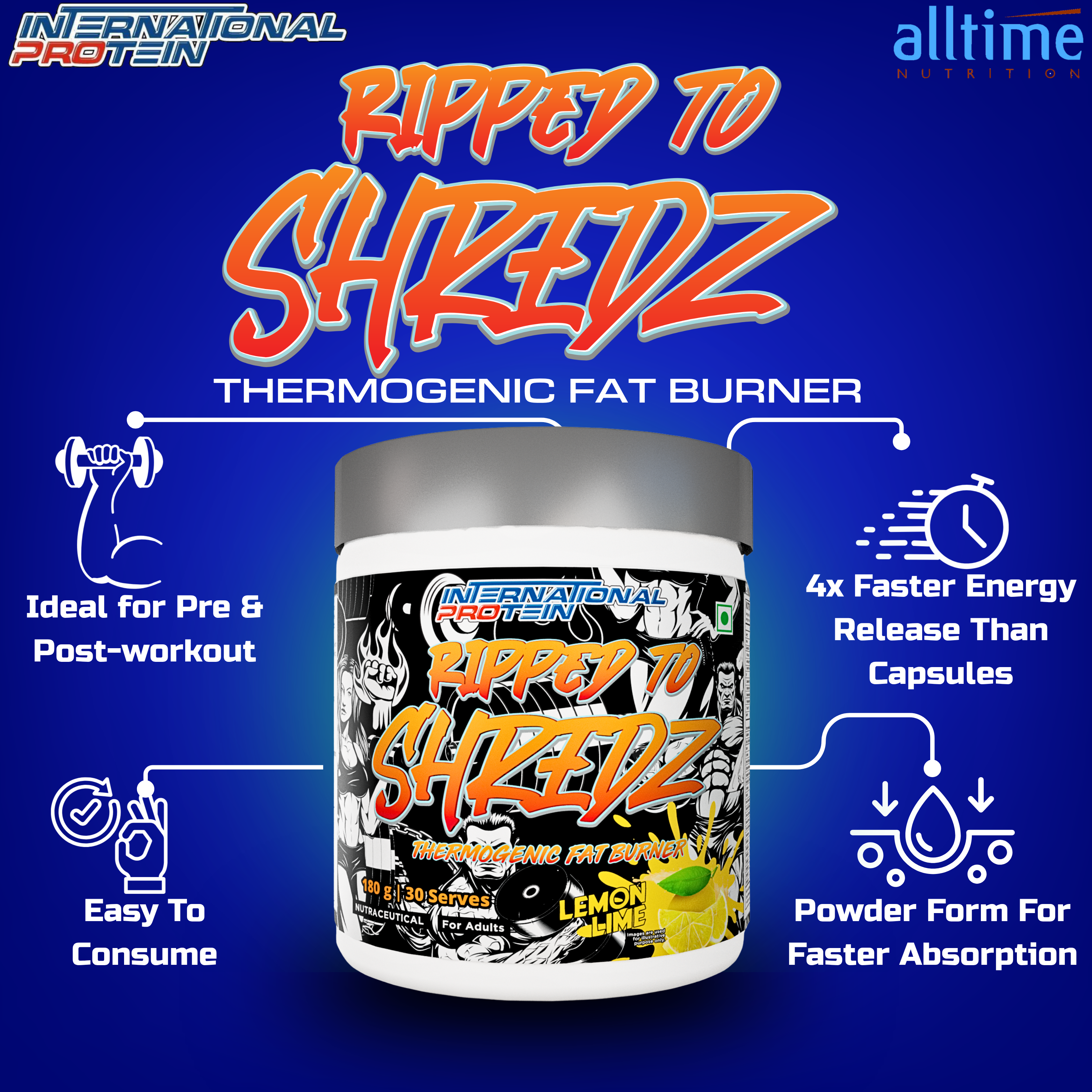 International Protein Ripped to Shredz -180g