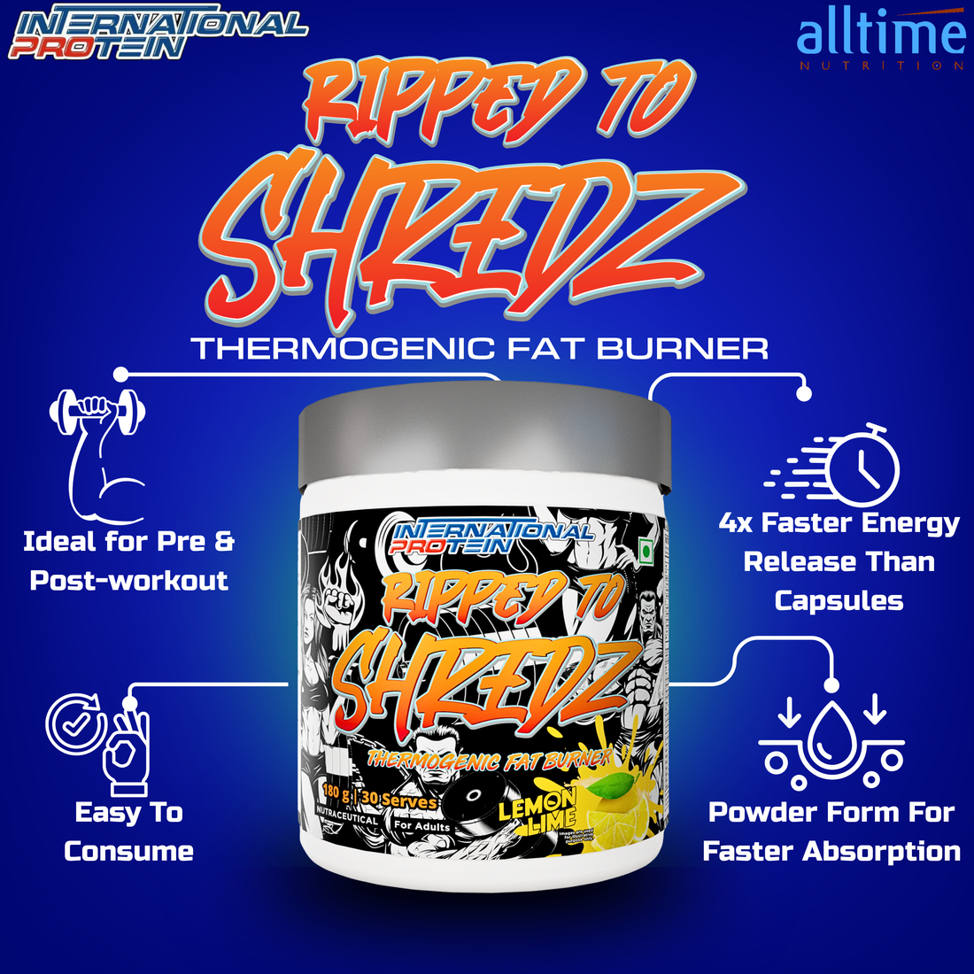International Protein Ripped to Shredz -180g