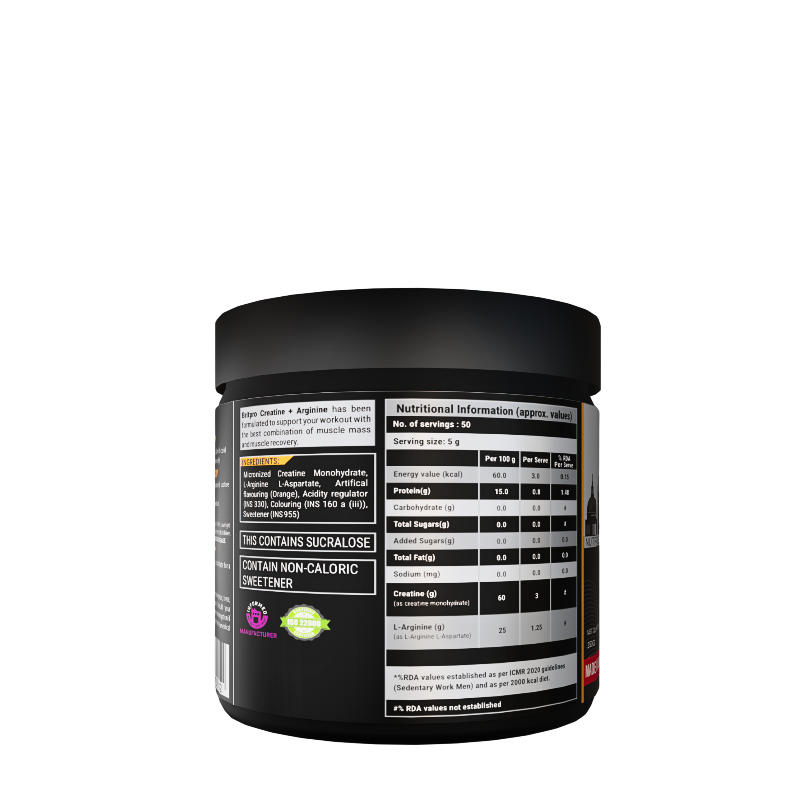 BRITPRO London Creatine + Arginine 250G