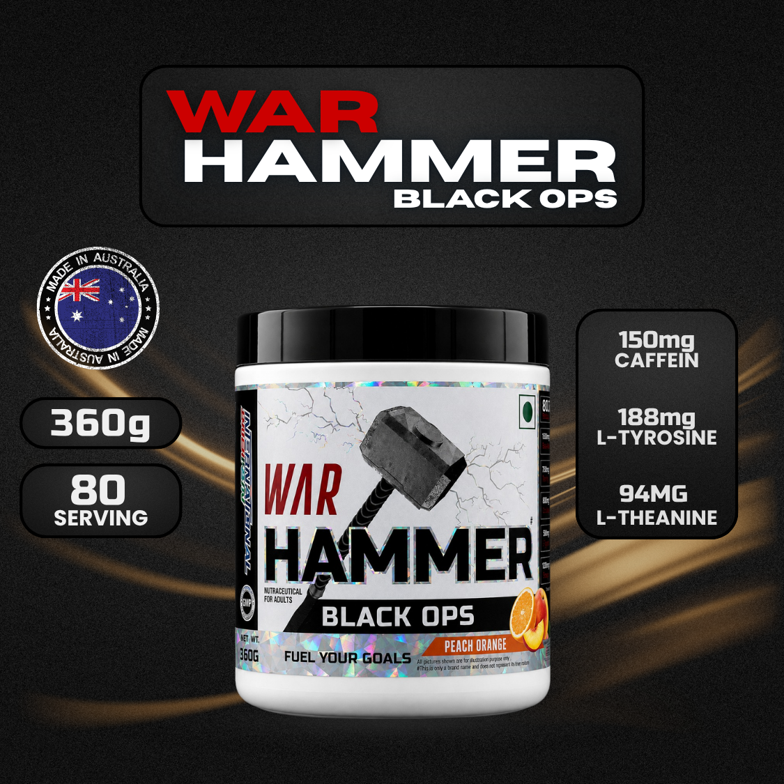 International Protein Black Ops War Hammer Pre-Workout (Australian) 360g