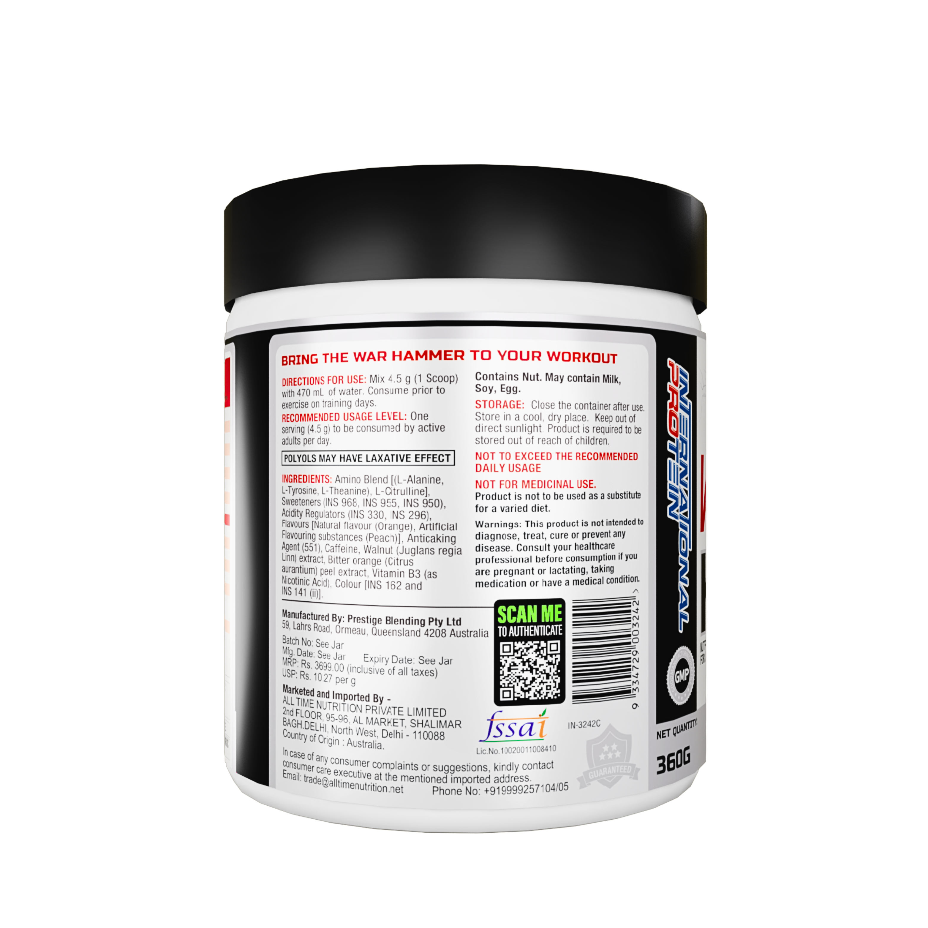 International Protein Black Ops War Hammer Pre-Workout (Australian) 360g